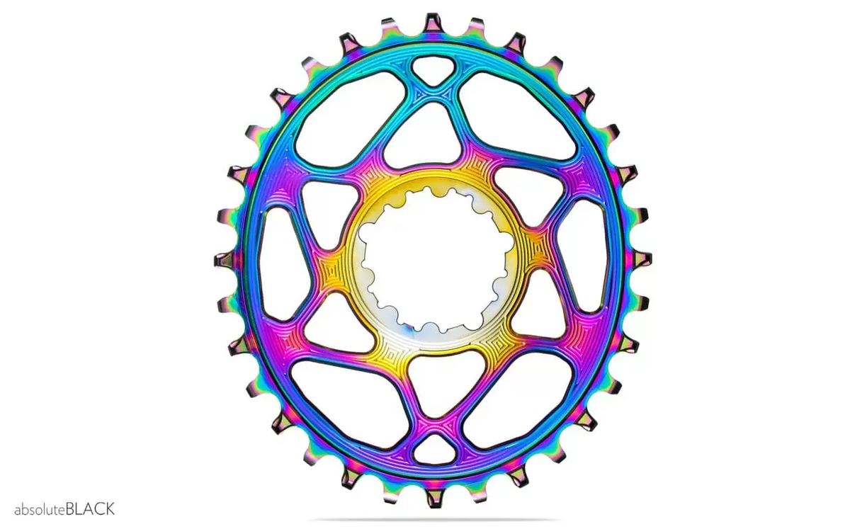 Absolute Black Drops New PVD Rainbow Oval Chainrings for SRAM