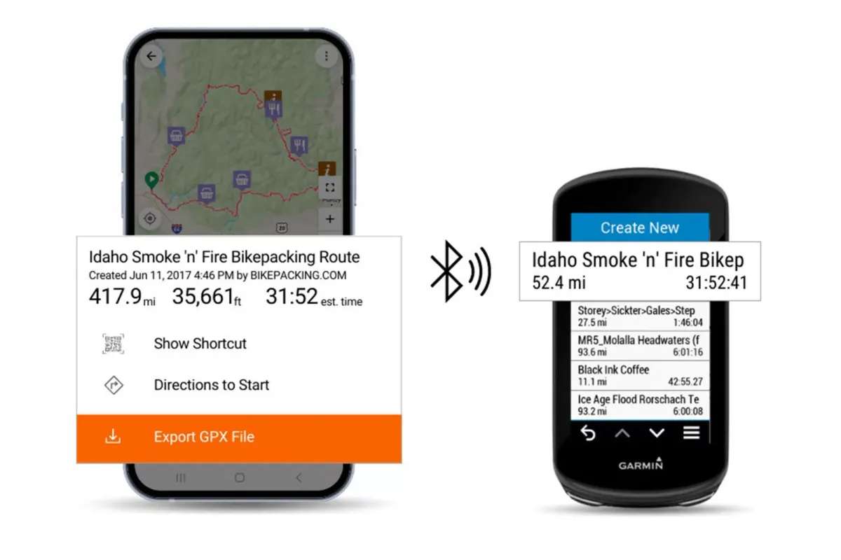 Ride with GPS: Export GPX files from Mobile App to GPS